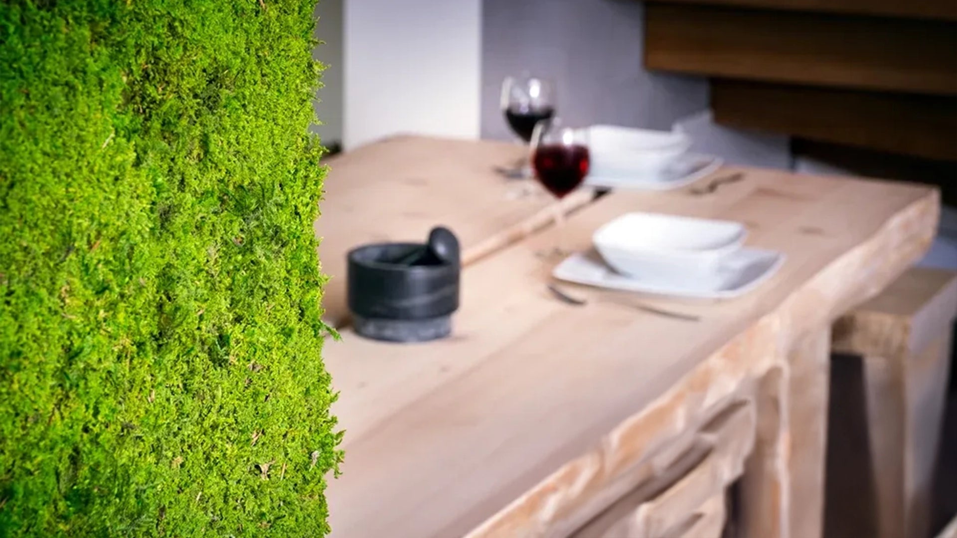 Preserved oss Decor Moss Panels in dining room interior Decormania UK